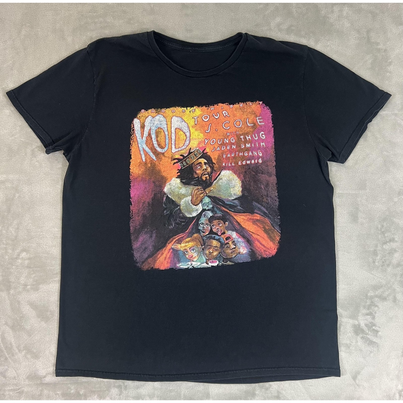 J Cole Kod Tour Shirt Mens Medium Black Concert Tee Young Thug Jaden Smith